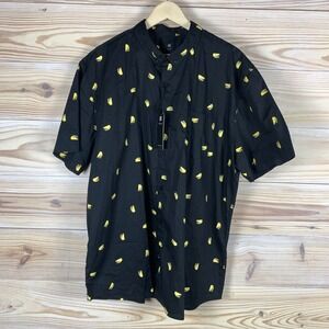 Visive Button Down Mens 2XL Black Taco Print Short Sleeve VIS-Taco Novelty Shirt